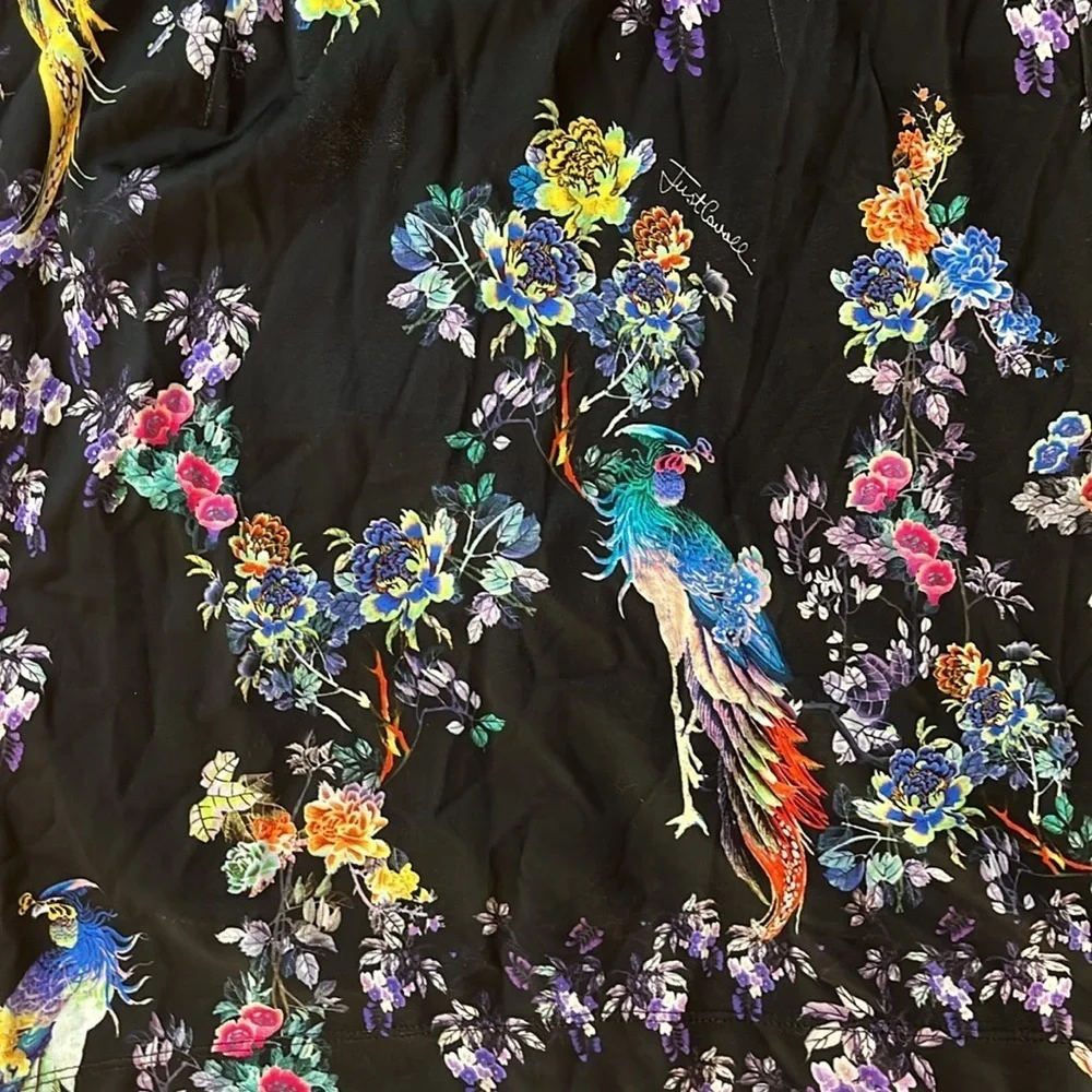 JUST CAVALLI bodycon floral tropical sheath dress size small